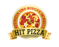 Hit Pizza and Burger Halle logo.
